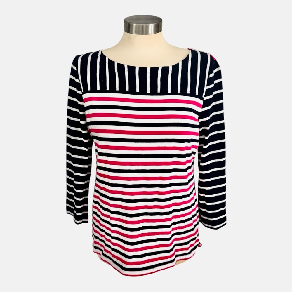 Talbots Striped 3/4 Sleeve Top